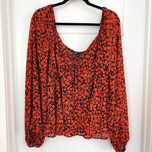 Nasty Gal Babydoll Rose Print Top - 16